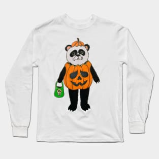 Panda in Jack-O-Lantern Costume Long Sleeve T-Shirt